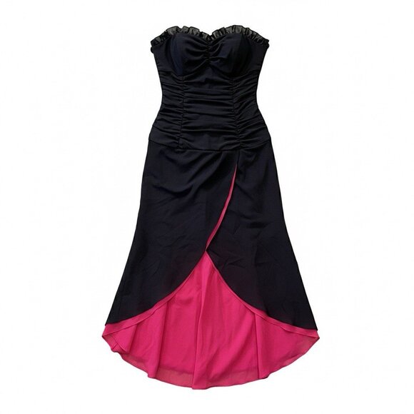 Niki by Niki Livas Vtg Black Pink Strapless Dress Sz 6 Whimsigoth Dark Fairy - Picture 2 of 8